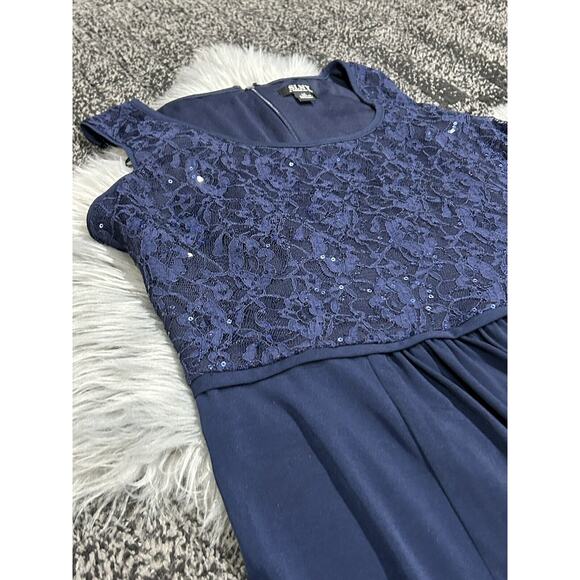 SLNY WOMEN'S LONG SEQUIN‎ SLEEVELESS DRESS 9119429 NAVY BLUE 14 - Picture 1 of 5